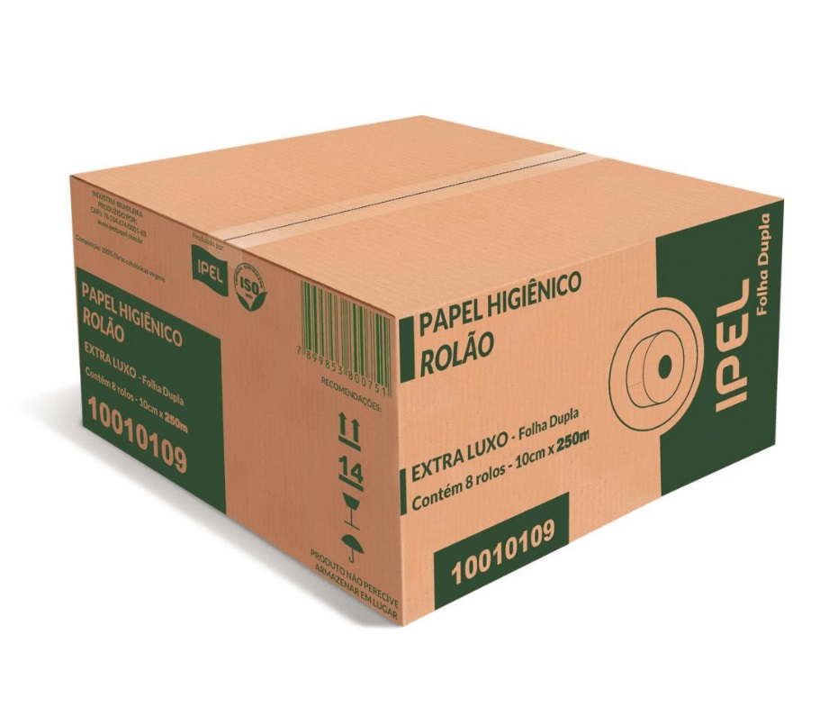 PAPEL HIG. ROLÃO FD IPEL ELX 10CM X 250M 30G 8RLS