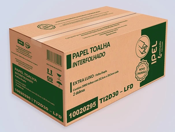 PAPEL TOALHA INTERF. 2D. IPEL TRENDS FOLHA DUPLA ELX 22,5CM x 20,5CM 28g 5000 FLS