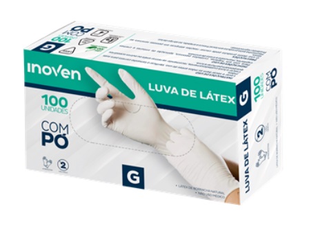 LUVA LATEX C/PO G C/100 CX C/10 X 100