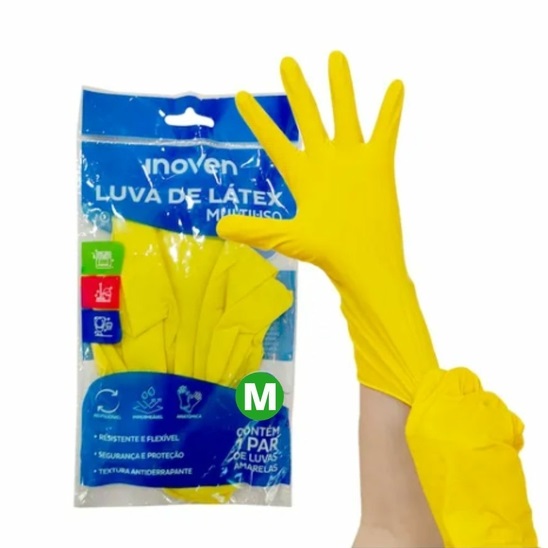 LUVA P/LIMPEZA AMARELA M CX C/144