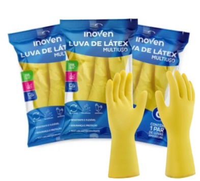 LUVA P/LIMPEZA AMARELA MISTA P/M/G CX C/144